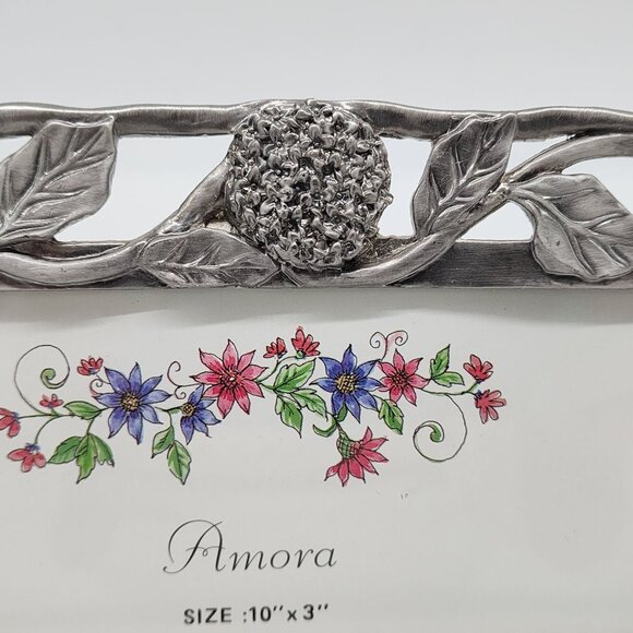 Antique Style Amora Metal Picture Frame With Floral Design 10"x3" By Perfect - Picture 5 of 14